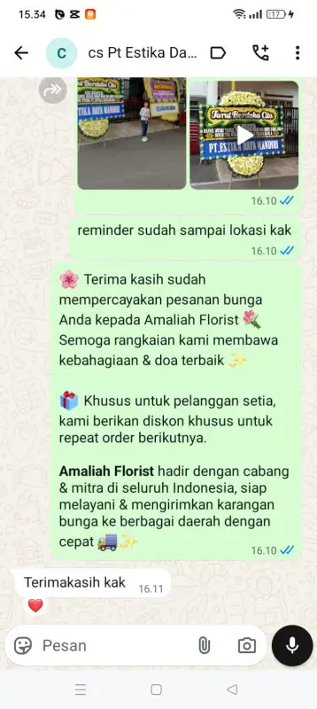 Testimonial Papan Bunga duka BONTANG